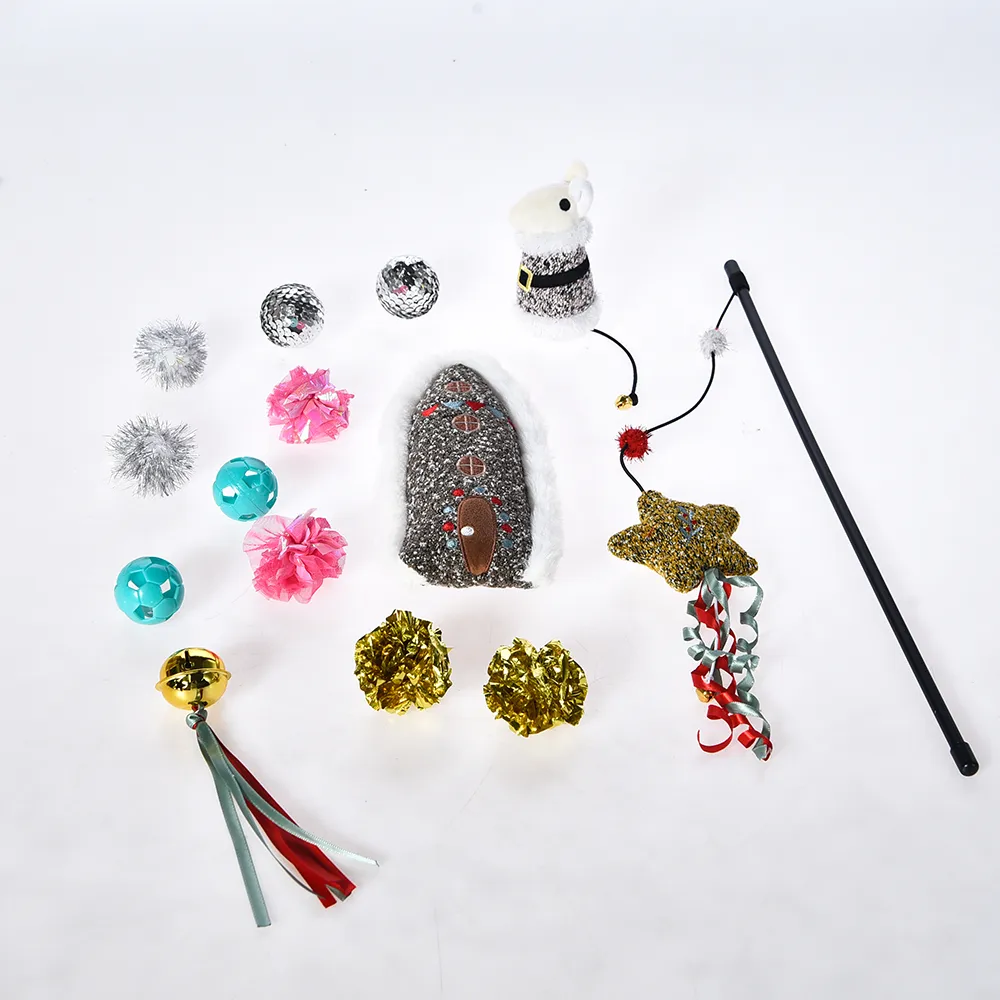 Christmas Themed Cat Toys 14 Pieces Pet Gift Pack Cat Toy Sets - Image 4