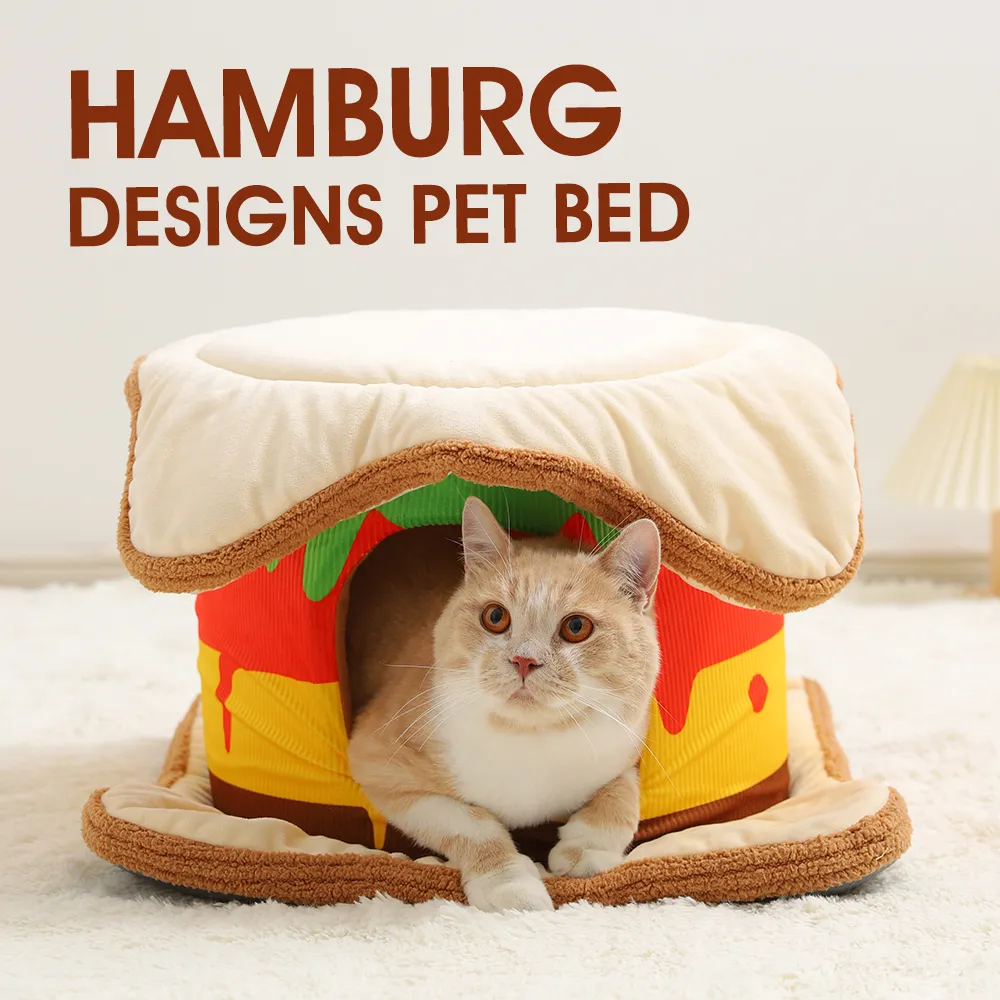 Hamburger Cat Bed Cute 3 In 1 Pet Cat Caves Beds - Image 2