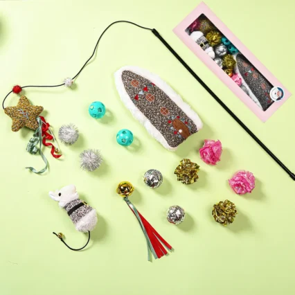 Christmas Themed Cat Toys 14 Pieces Pet Gift Pack Cat Toy Sets