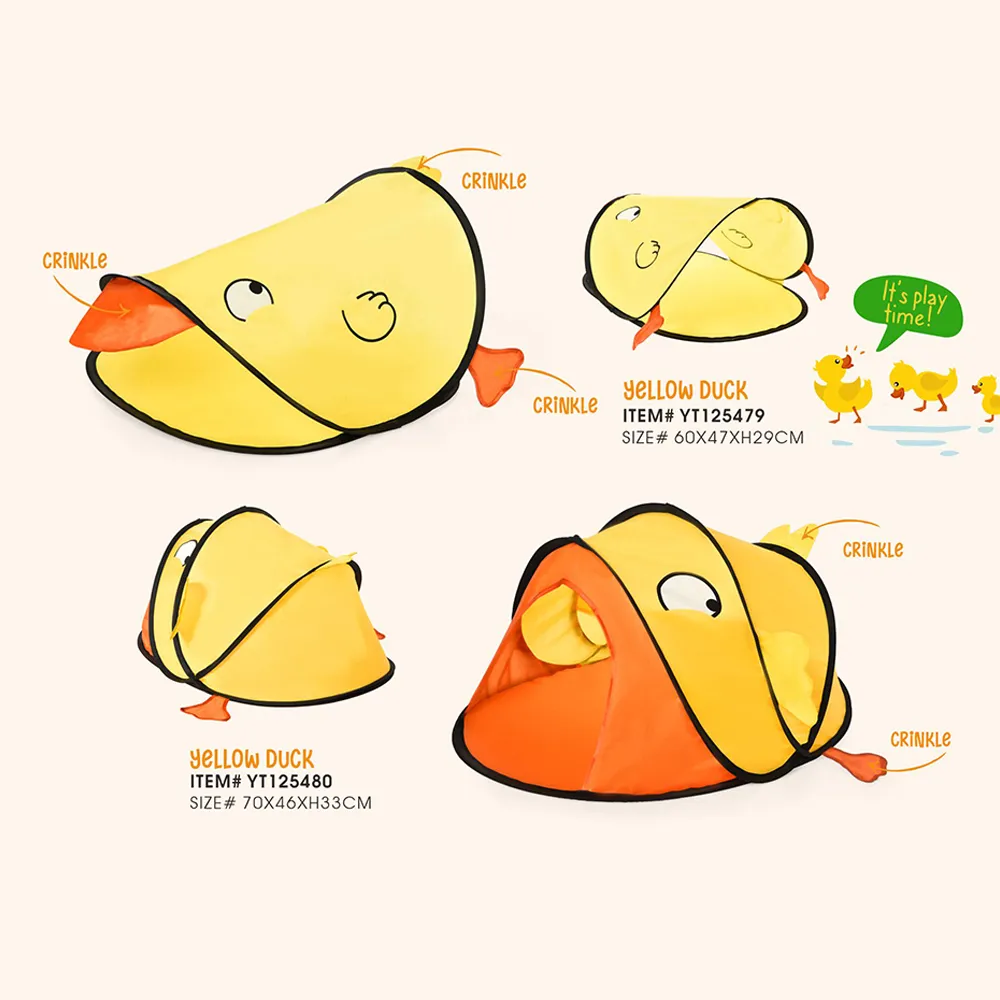 Collapsible Tunnel Cat Toy Pet Portable Cute Fun Yellow Duck Shape Cat Tunnel - Image 5