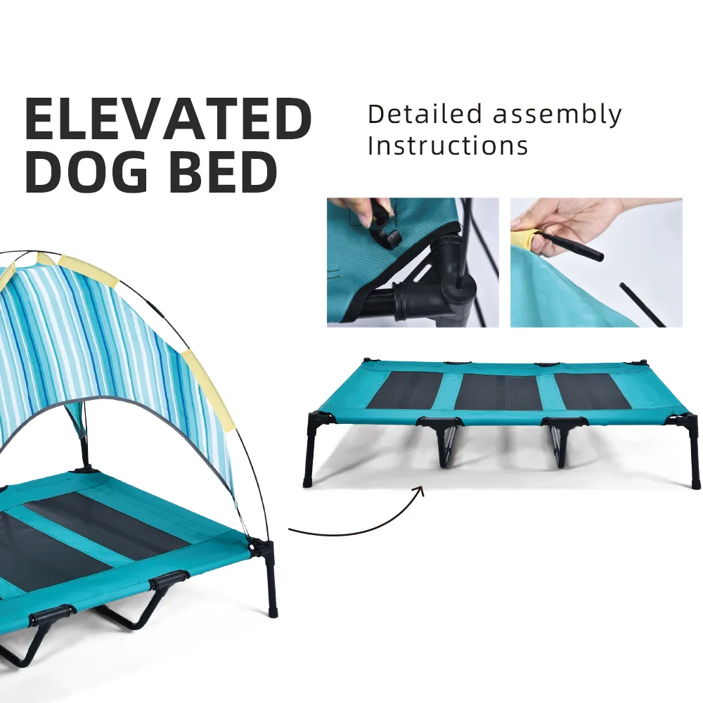 Elevated Dog Bed UV Resistant Pet Dog Outdoor Bed With Canopy - Image 4