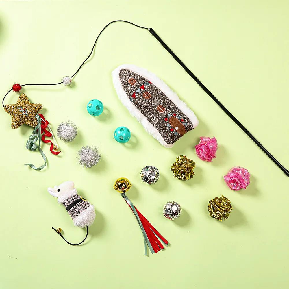 Christmas Themed Cat Toys 14 Pieces Pet Gift Pack Cat Toy Sets - Image 3