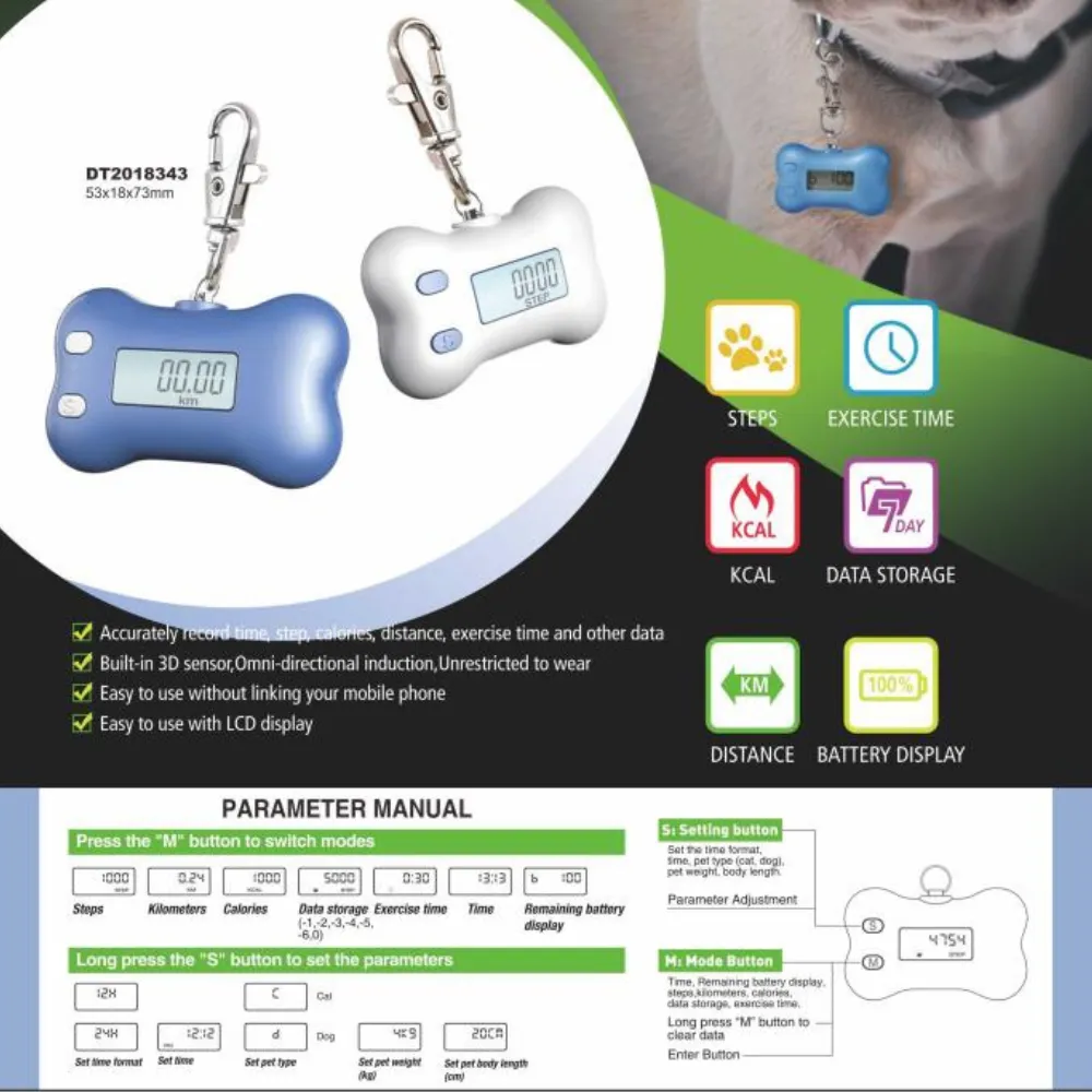 Pet Pedometer Time Calorie Display Multifunctional Electronic Cat Dog Pedometer For Pets - Image 7
