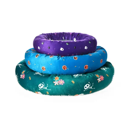 Halloween Pet Bedding Velvet Round Donut Cat Dog Bed