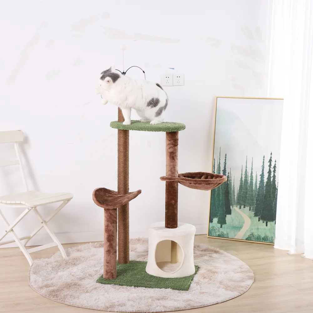Forest Cat House Medium Cat Scratcher Tower With Perch - Image 6