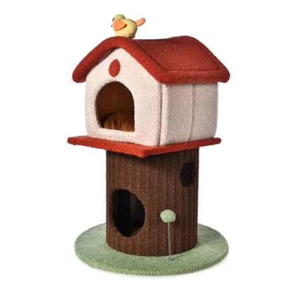 Novelty Cat Tower Condo Stylish Design Bird House Style Cute Cat Tree