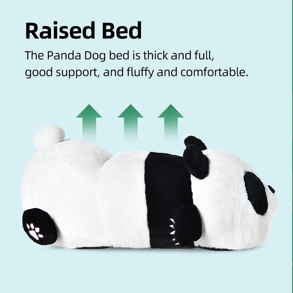 Panda Dog Bed Cushion Raised Support Soft Plush Panda Shaped Cute Pet Beds - Image 5