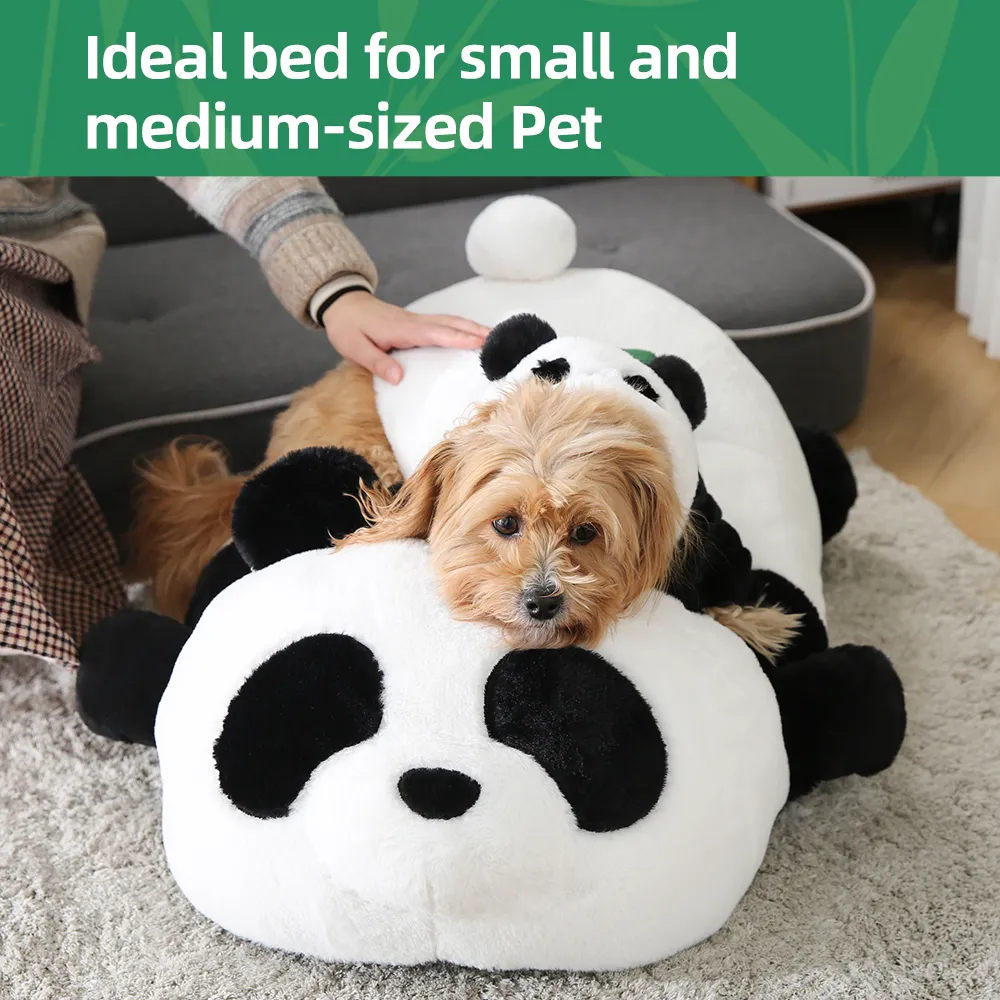 Panda Dog Bed Cushion Raised Support Soft Plush Panda Shaped Cute Pet Beds - Image 6