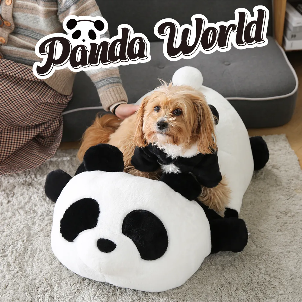 Panda Dog Bed Cushion Raised Support Soft Plush Panda Shaped Cute Pet Beds - Image 2