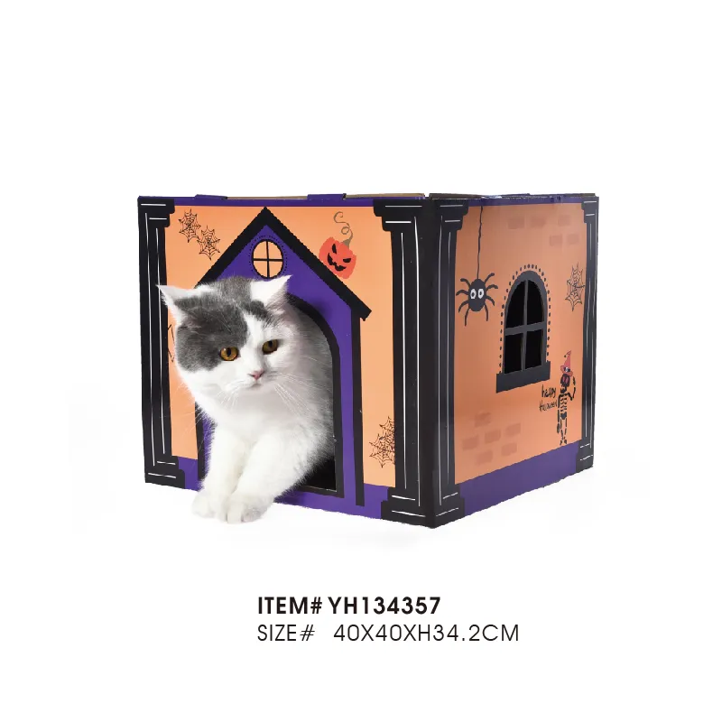 Cat House Cardboard Halloween Pet Cat House With Cardboard - Image 2