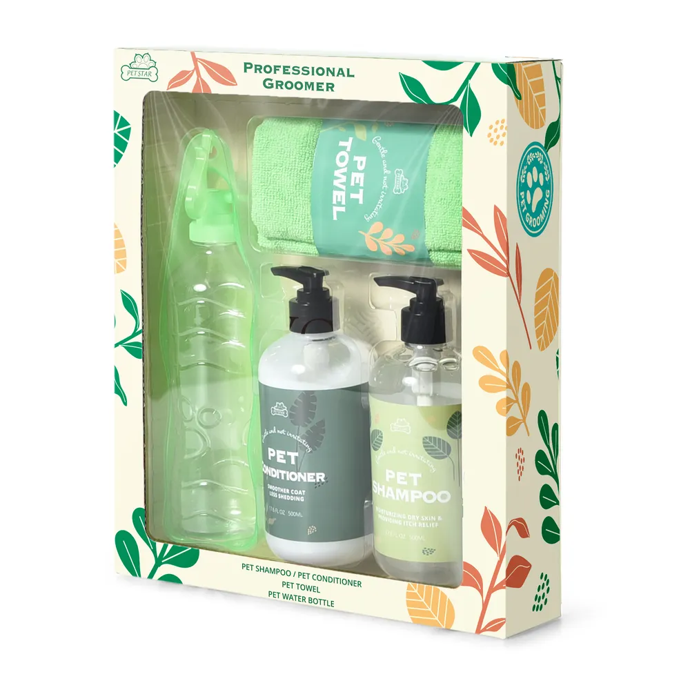 Pet Care Kit 4PCS Pack Dog Bathing Products Dog Water Bottle - Image 2