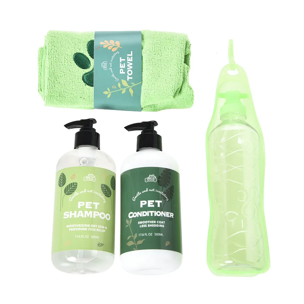Pet Care Kit 4PCS Pack Dog Bathing Products Dog Water Bottle