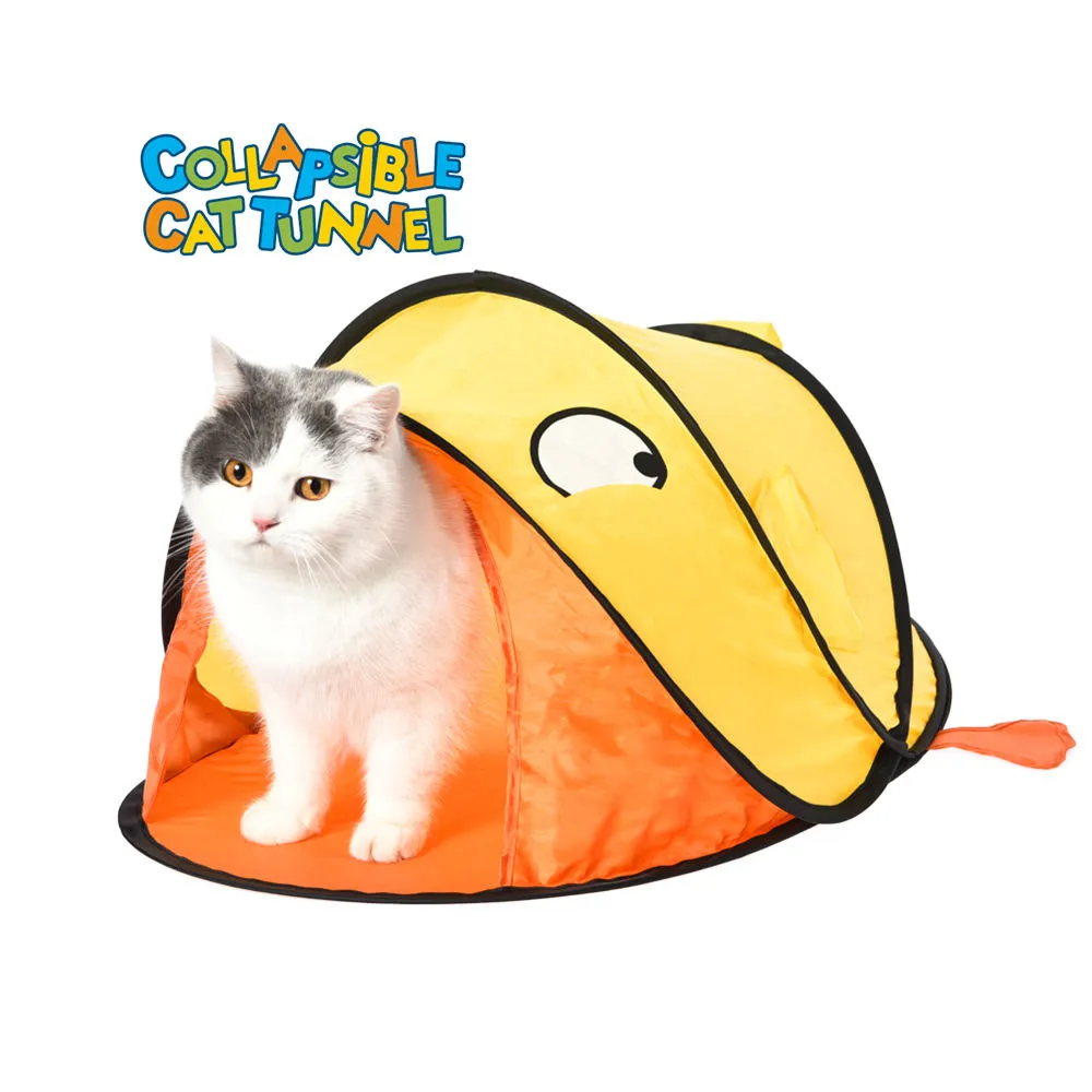 Collapsible Tunnel Cat Toy Pet Portable Cute Fun Yellow Duck Shape Cat Tunnel