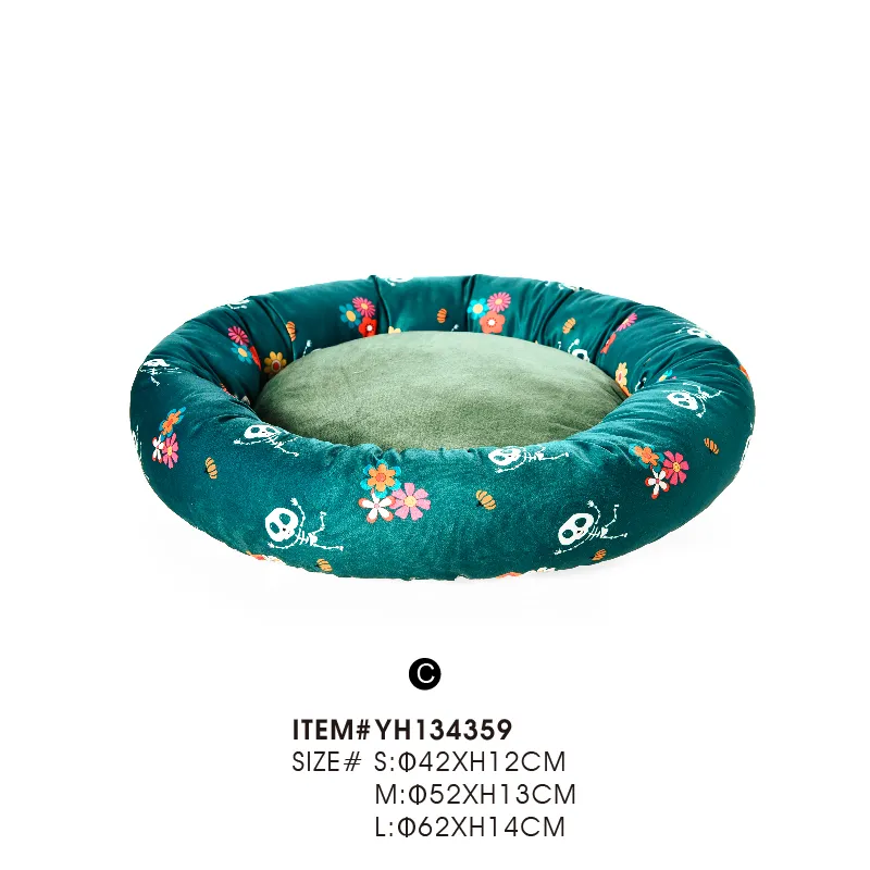 Halloween Pet Bedding Velvet Round Donut Cat Dog Bed - Image 4