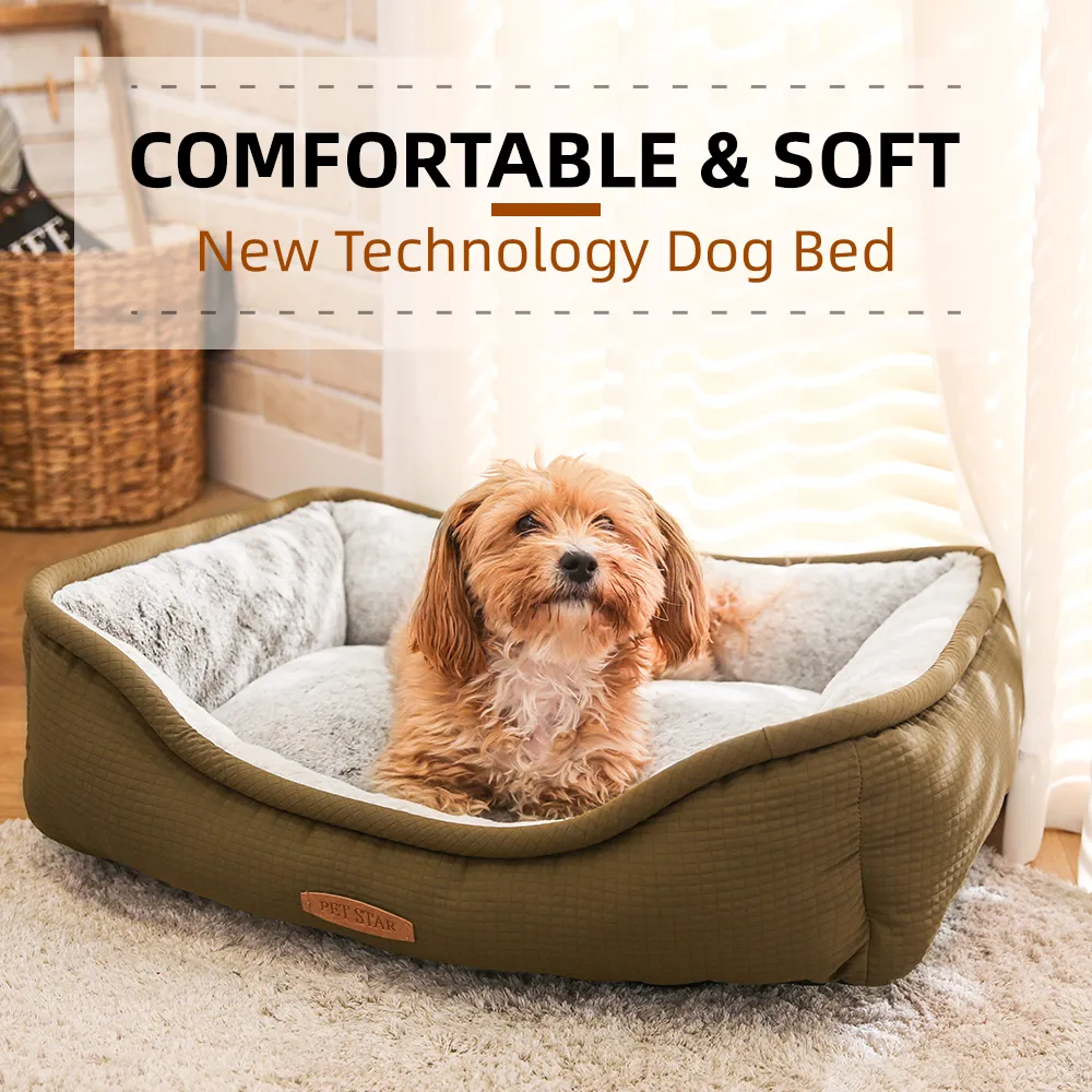 Waffle Dog Bed Custom Cozy Warm Thicker Piping Water Resistant Pet Bed - Image 2
