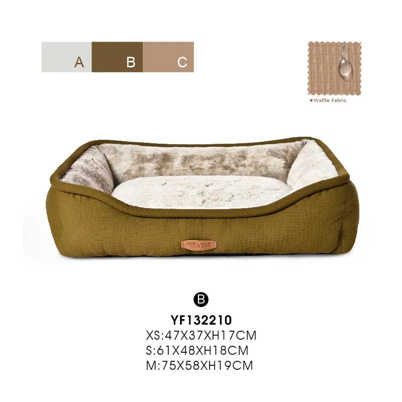 Waffle Dog Bed Custom Cozy Warm Thicker Piping Water Resistant Pet Bed