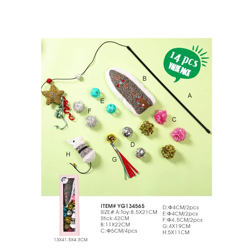 Christmas Themed Cat Toys 14 Pieces Pet Gift Pack Cat Toy Sets - Image 2