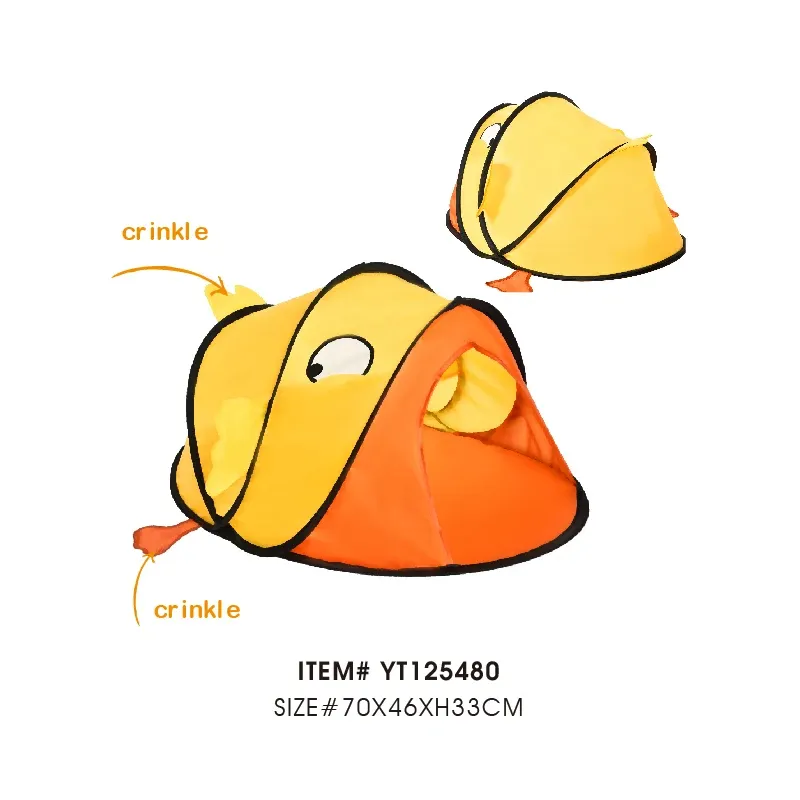 Collapsible Tunnel Cat Toy Pet Portable Cute Fun Yellow Duck Shape Cat Tunnel - Image 2