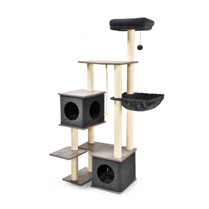 Modern Wood Cat Furniture 65 Inch Adjustable Cat Tree
