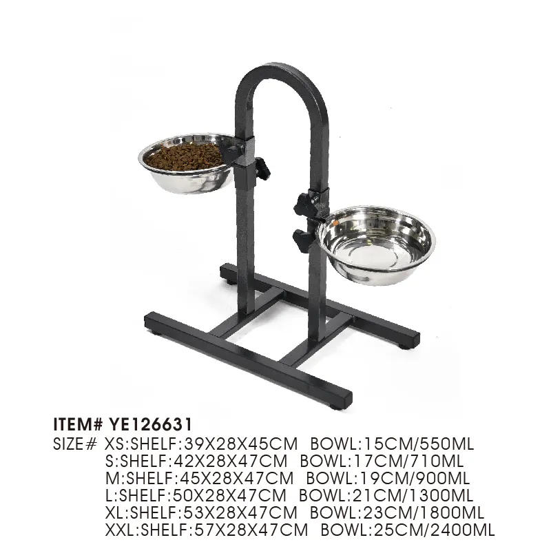 Custom Adjustable Height Dog Feeder Double Bowl