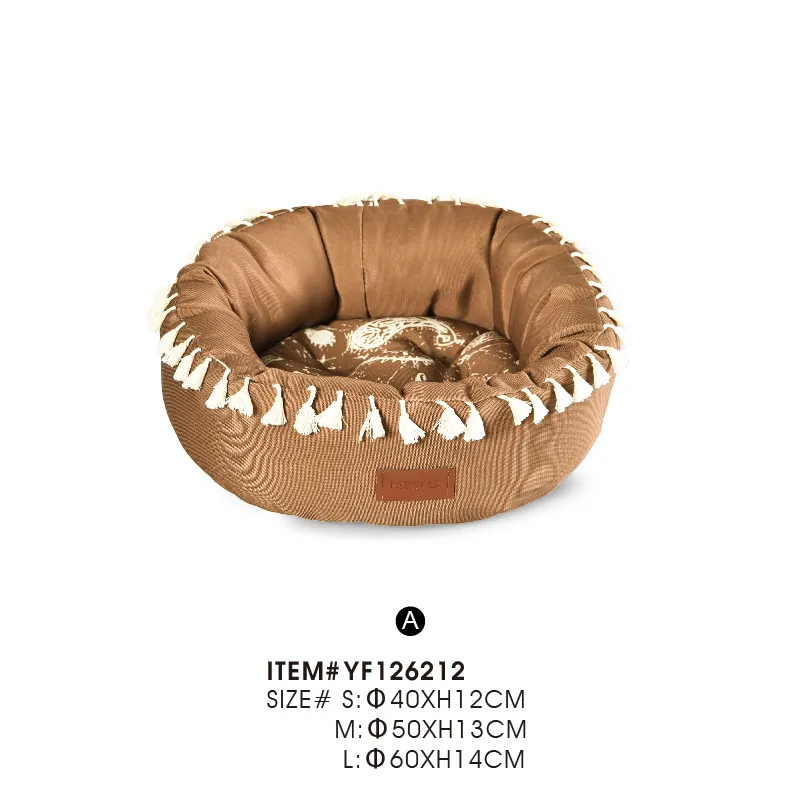 Best Round Dog Beds Canvas Pet Bed - Image 2