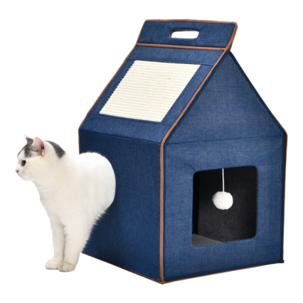 Cat Cave Bed House Cat Foldable Bed With Scratch Pad