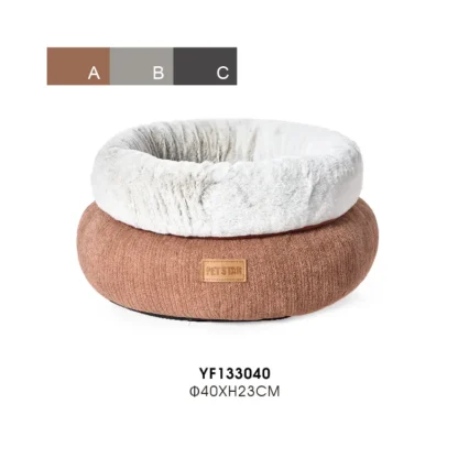 Cat Donut Beds Wholesale Luxury Cozy Plush Round Kitten Cat Nest Pet Bed