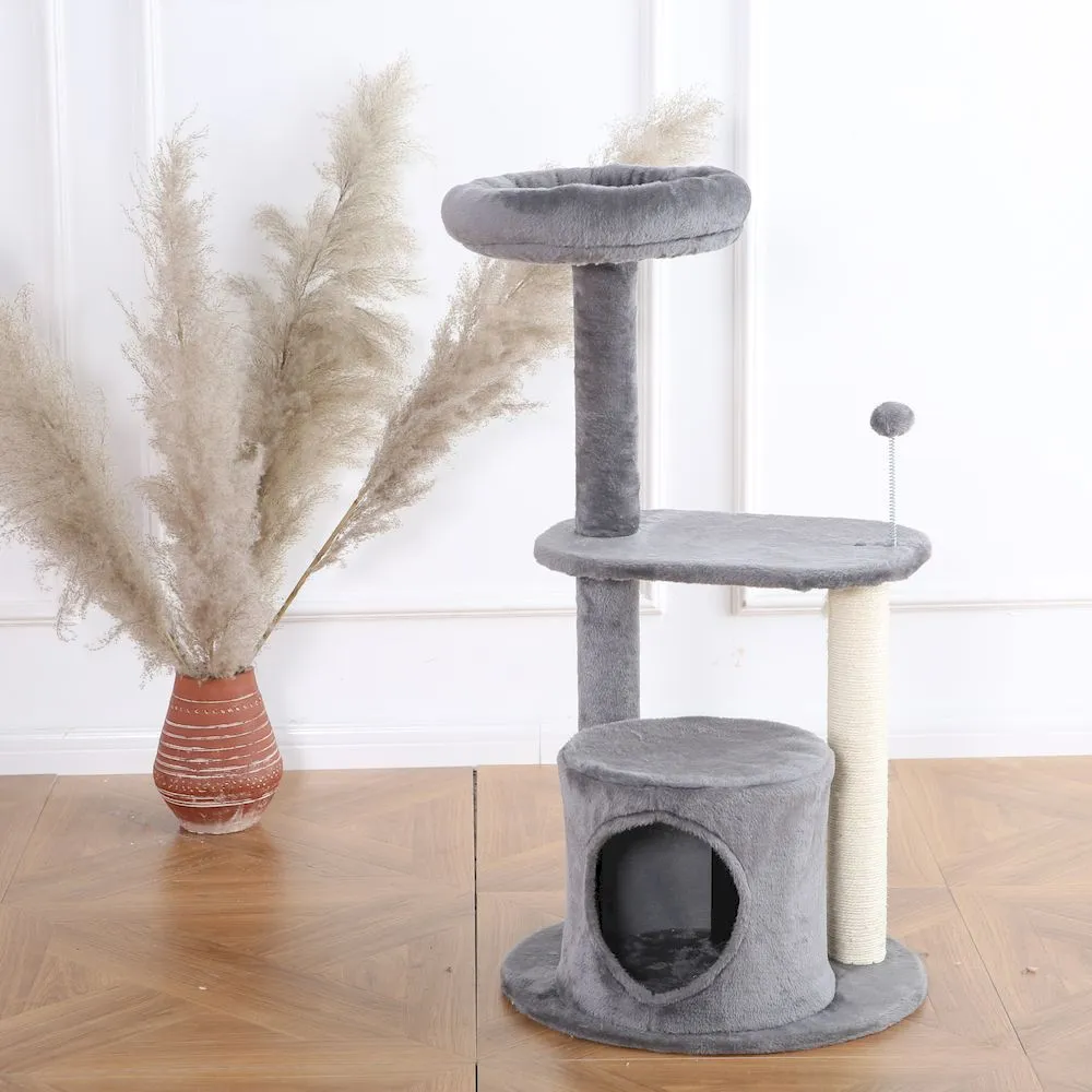 Cat Condo Grey Sisal Post Cat Trees With Spring Toy - Image 4