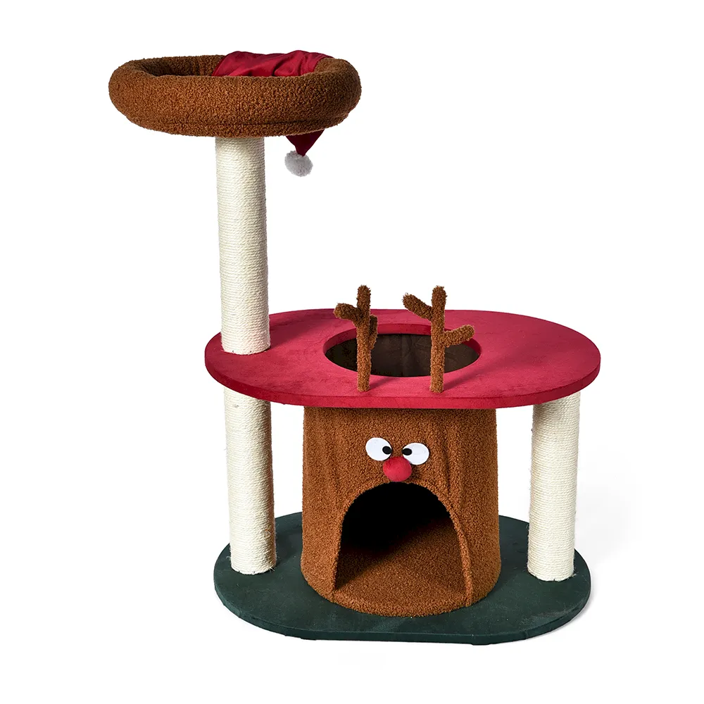 Cat Houses China Short Plush Christmas Cat Condo