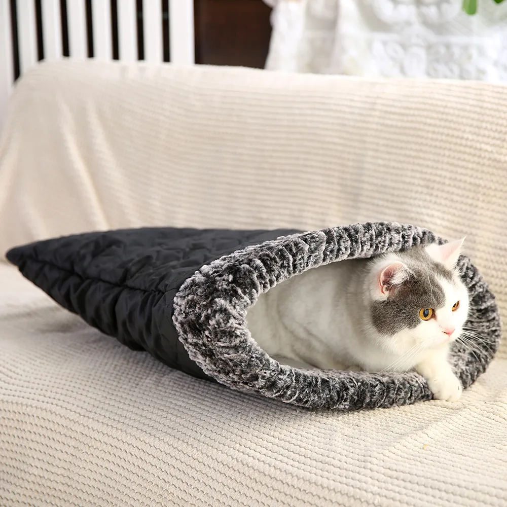 Black Cat Bed Fluffy Cat Cave Beds - Image 6
