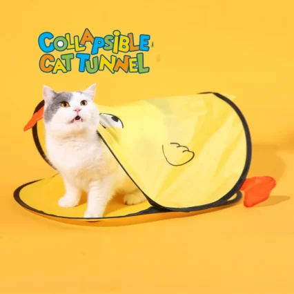 Cat Toy Tunnel Cute Fun Yellow Duck Shape Portable Foldable Pet Cat Tunnels