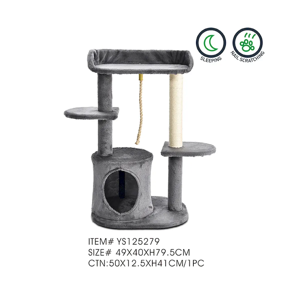 Grey Cat Tree Condo Cat Tree Houses With Rope - Image 6