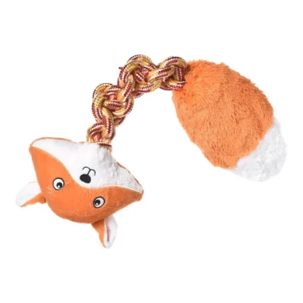 Fox Strong Dog Chew Toy With Squeaker Durable Rope