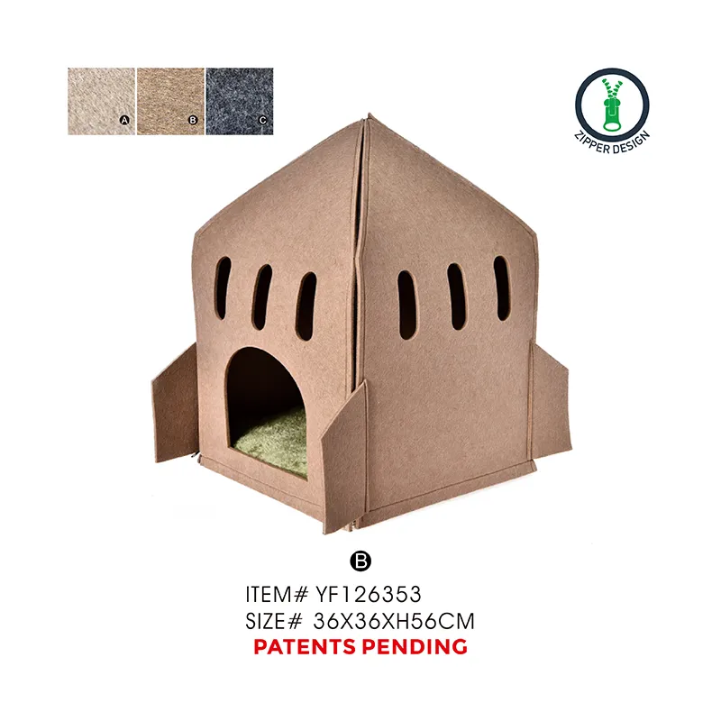 Felted Cat Bed Grey Felt Pet Bed - Image 3