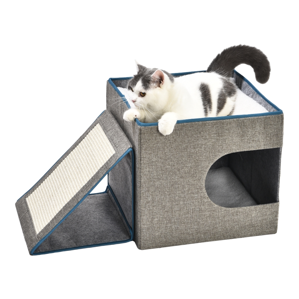 Foldable Cat Beds 2 Tiered Cat Cave Bed