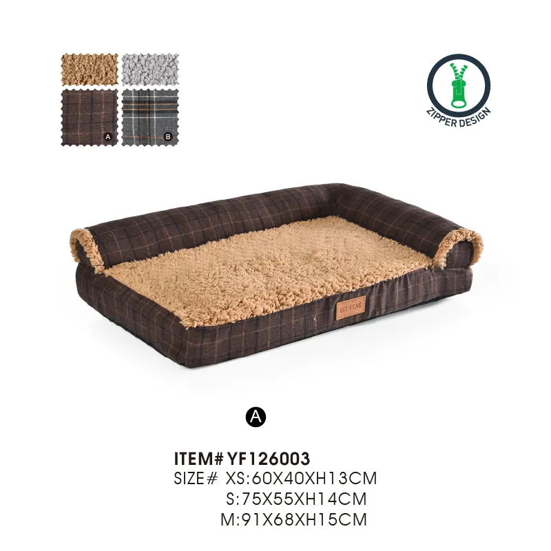 Sofa Style Pet Bed Elegant Plaid Dog Beds - Image 4