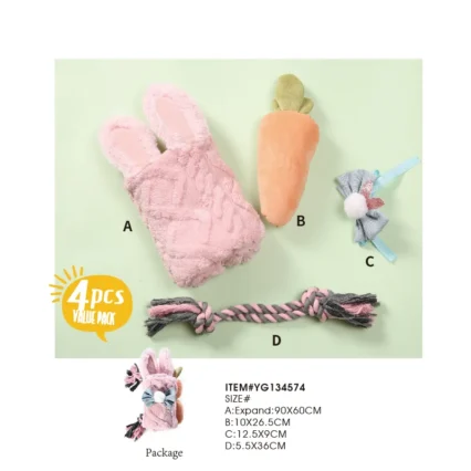 Puppy Dog Toy Set 4 Pcs Pet Pack Plush Rope Dog Toys