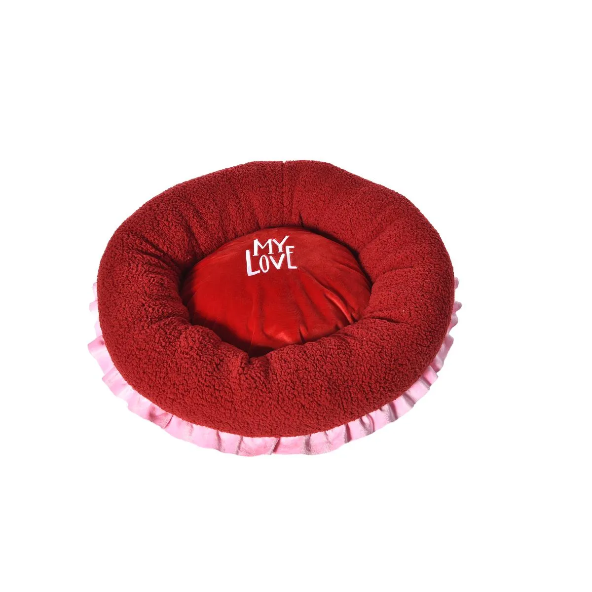 Valentine Dog Bed Red Fluffy Round Dog Bed - Image 3