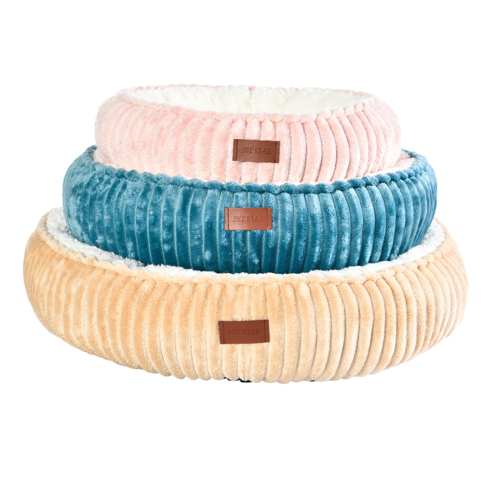 Round Dog Beds Flannel Fleece Pet Bed