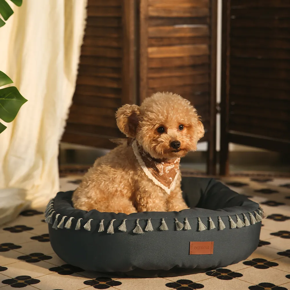 Best Round Dog Beds Canvas Pet Bed - Image 6