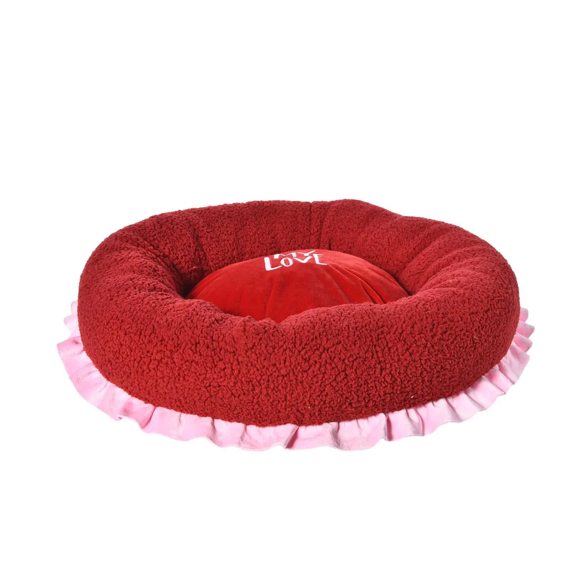 Valentine Dog Bed Red Fluffy Round Dog Bed - Image 4