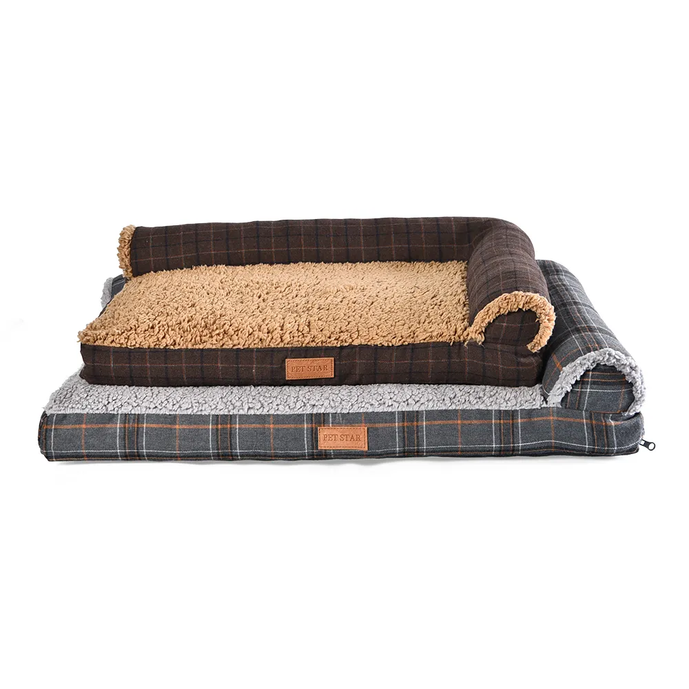 Sofa Style Pet Bed Elegant Plaid Dog Beds - Image 2