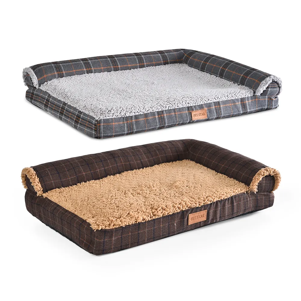 Sofa Style Pet Bed Elegant Plaid Dog Beds