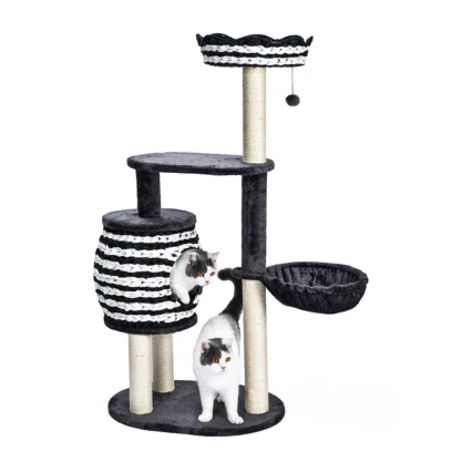 Sturdy Cat Tower Black Rattan Cat Scratching Post