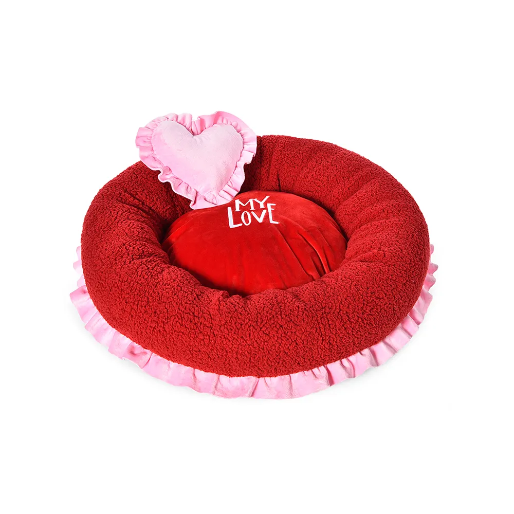 Valentine Dog Bed Red Fluffy Round Dog Bed