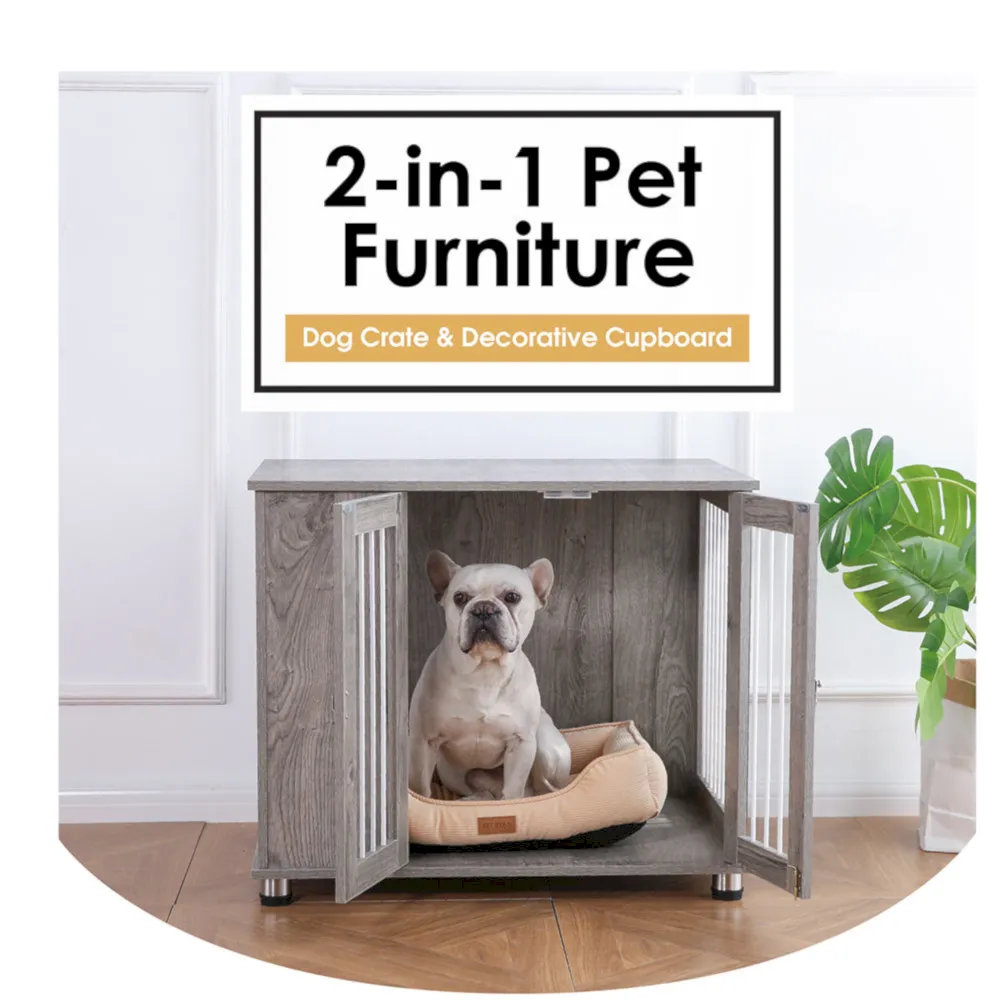 Wooden Dog Cages 2 In 1 Pet Furniture with Two Doors