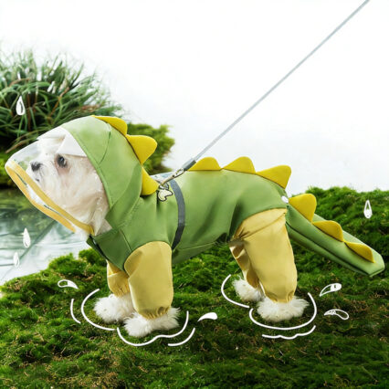 Waterproof 3D Dinosaur Pet Raincoat with Tail