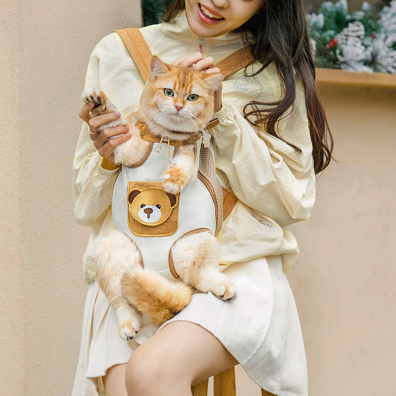 Linen and Cotton Portable Pet Carrier Backpack