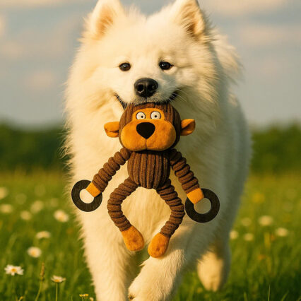 Interactive Squeaky Plush Dog Toy