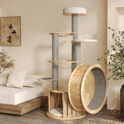 Solid Wood Silent Treadmill Cat Climbing Tree